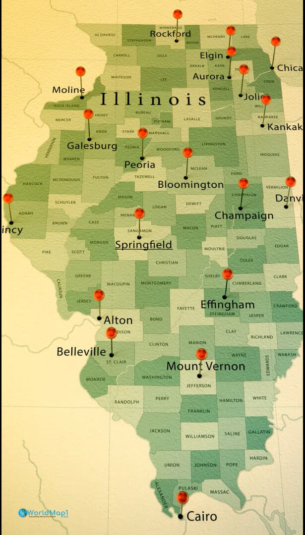 Illinois Free Printable Map